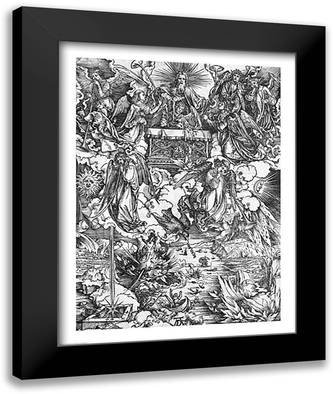 Scene from the Apocalypse, The Opening of the Seventh Seal 22x28 Black Modern Wood Framed Art Print Poster by Durer, Albrecht