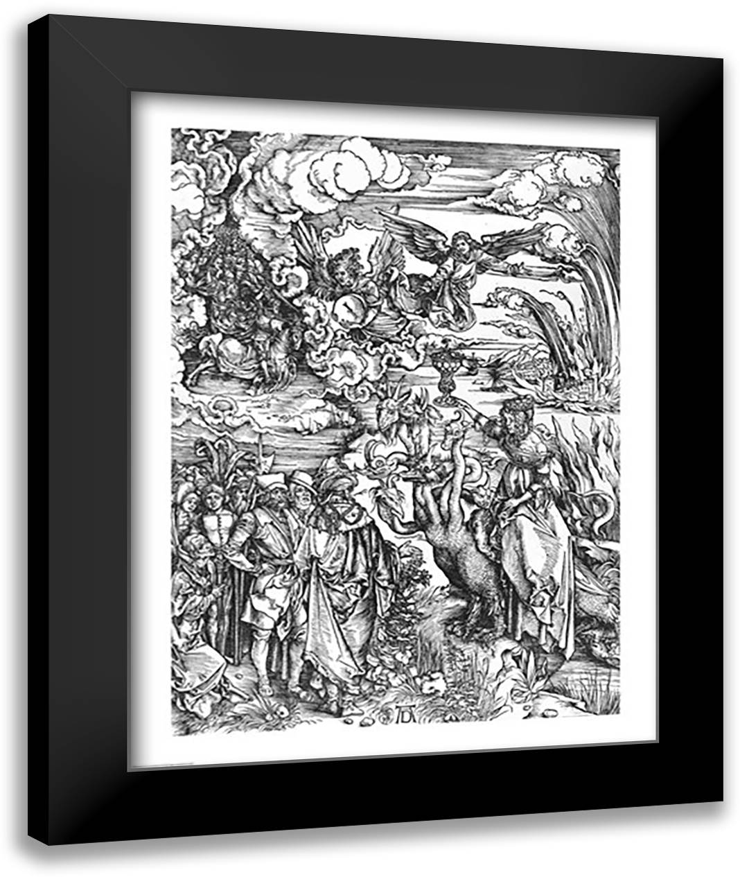 Scene from the Apocalypse, the great Babylonian whore 22x28 Black Modern Wood Framed Art Print Poster by Durer, Albrecht