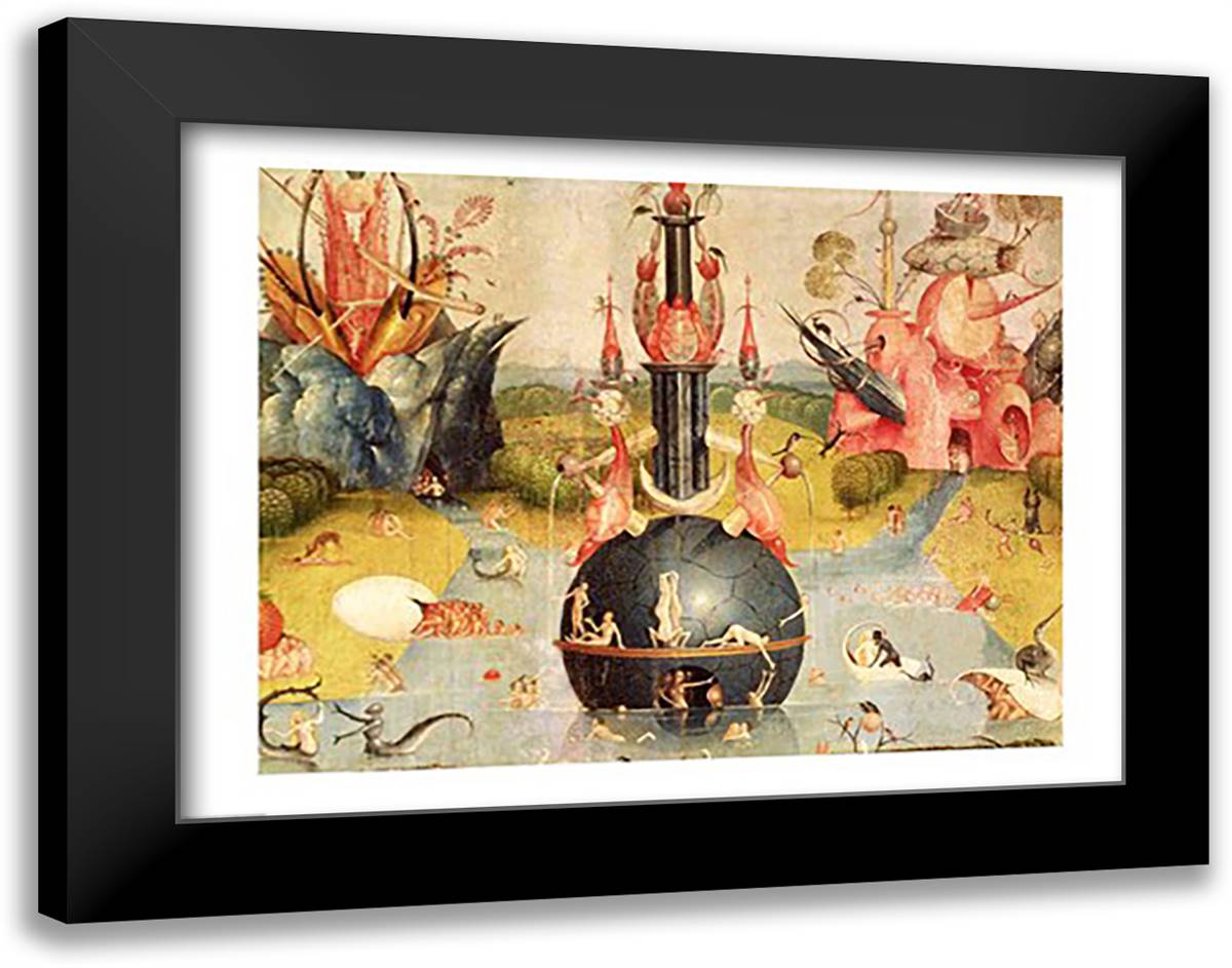 The Garden of Earthly Delights: Allegory of Luxury, detail of the central panel, c.1500 28x22 Black Modern Wood Framed Art Print Poster by Bosch, Hieronymus