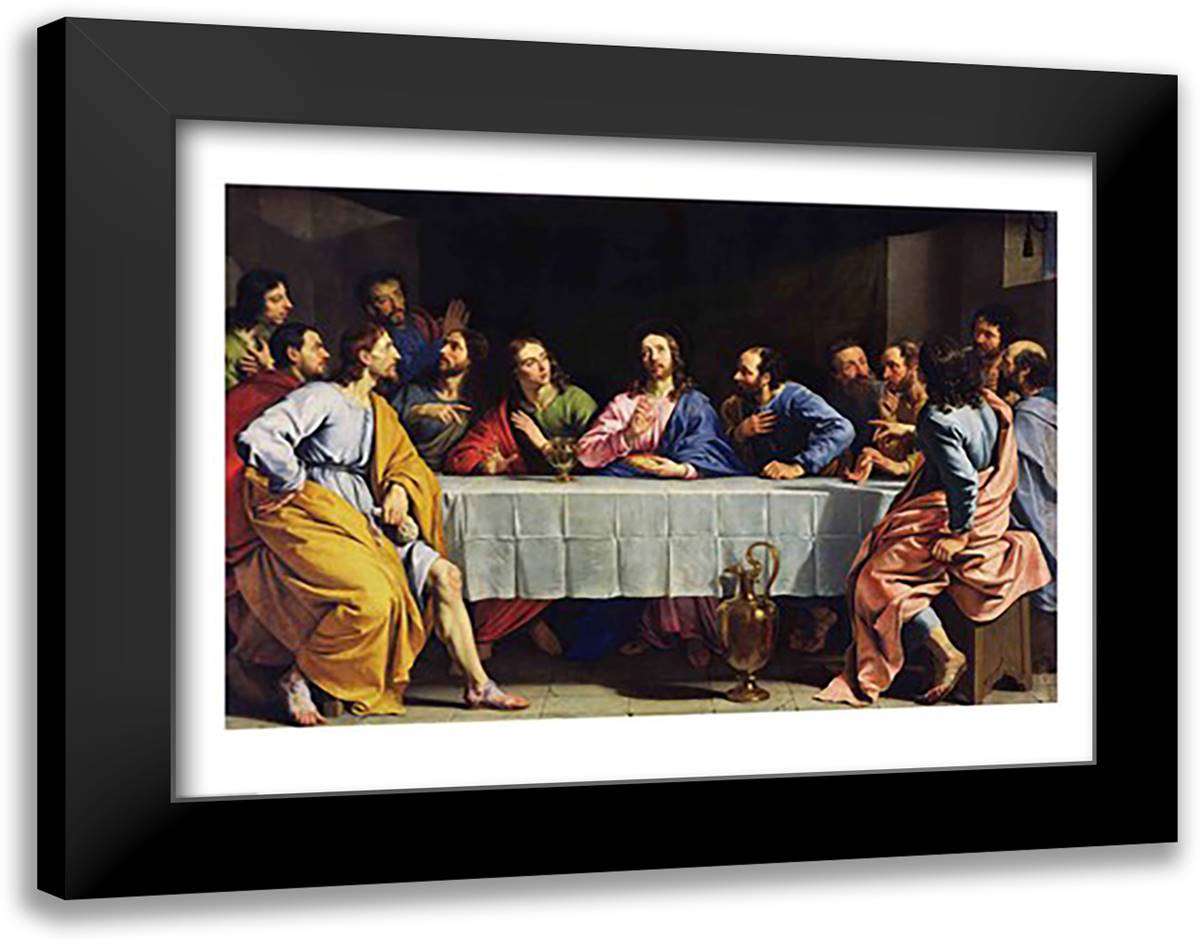 The Last Supper, 1648 28x22 Black Modern Wood Framed Art Print Poster by Champaigne, Philippe De