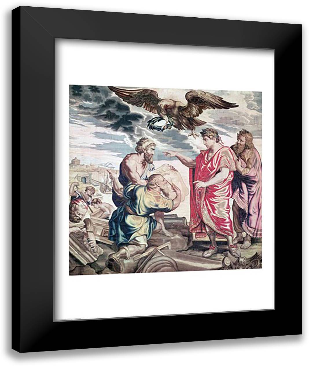 The Founding of Constantinople 22x28 Black Modern Wood Framed Art Print Poster by Rubens, Peter Paul