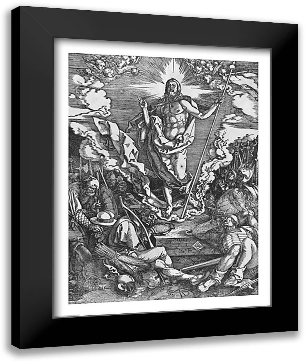 Resurrection, from 'The Great Passion' series, 1510 22x28 Black Modern Wood Framed Art Print Poster by Durer, Albrecht