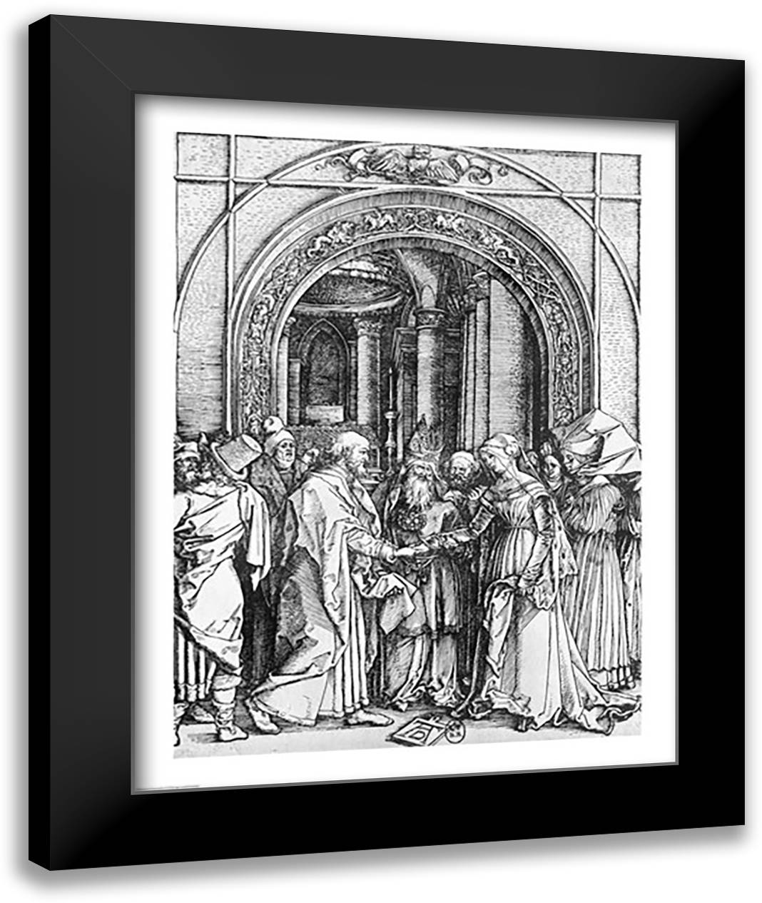 The marriage of the Virgin, from the 'Life of the Virgin' 22x28 Black Modern Wood Framed Art Print Poster by Durer, Albrecht