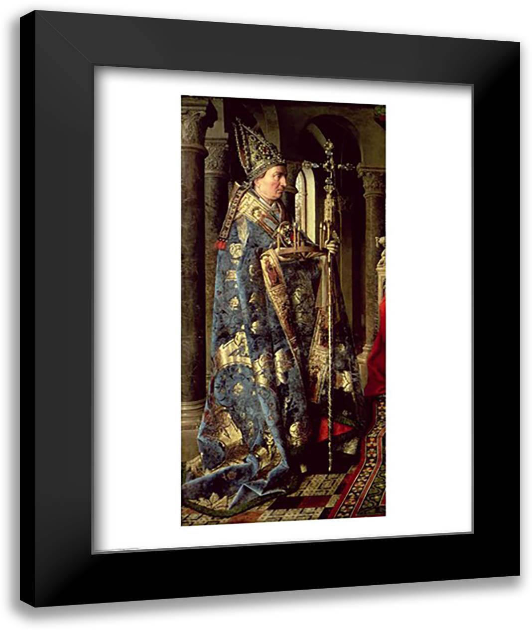 The Arnolfini Marriage, detail 22x28 Black Modern Wood Framed Art Print Poster by Eyck, Jan Van