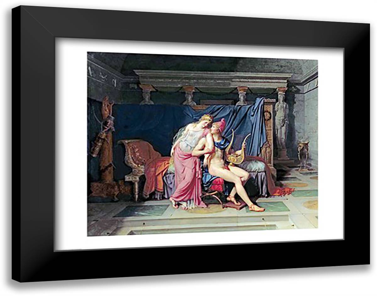 Paris and Helen 28x22 Black Modern Wood Framed Art Print Poster by David, Jacques-Louis