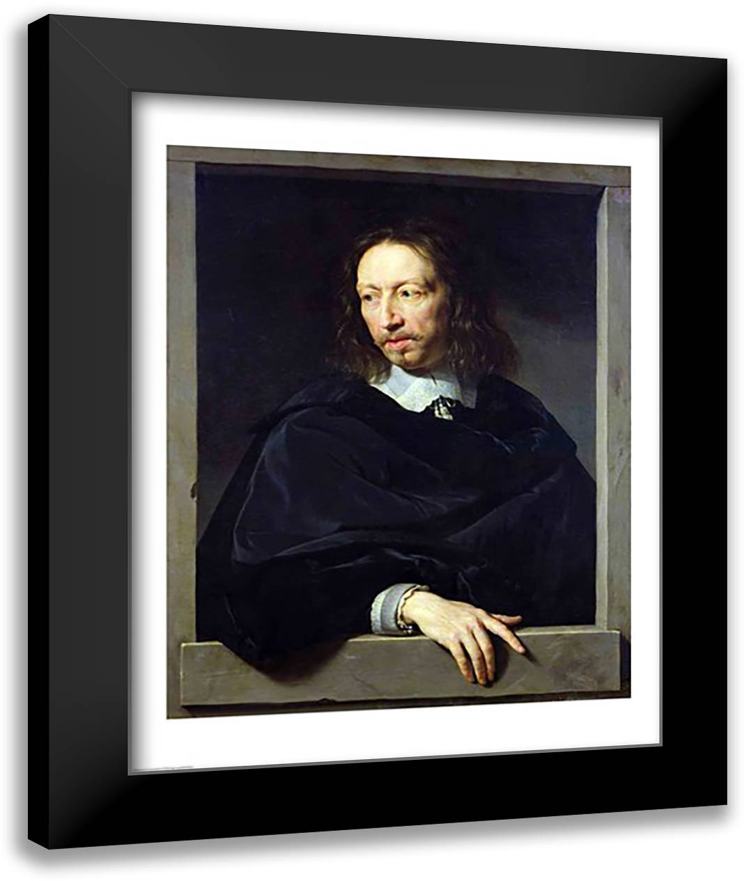 Portrait of a Gentleman, known as Arnaud d'Andilly 22x28 Black Modern Wood Framed Art Print Poster by Champaigne, Philippe De