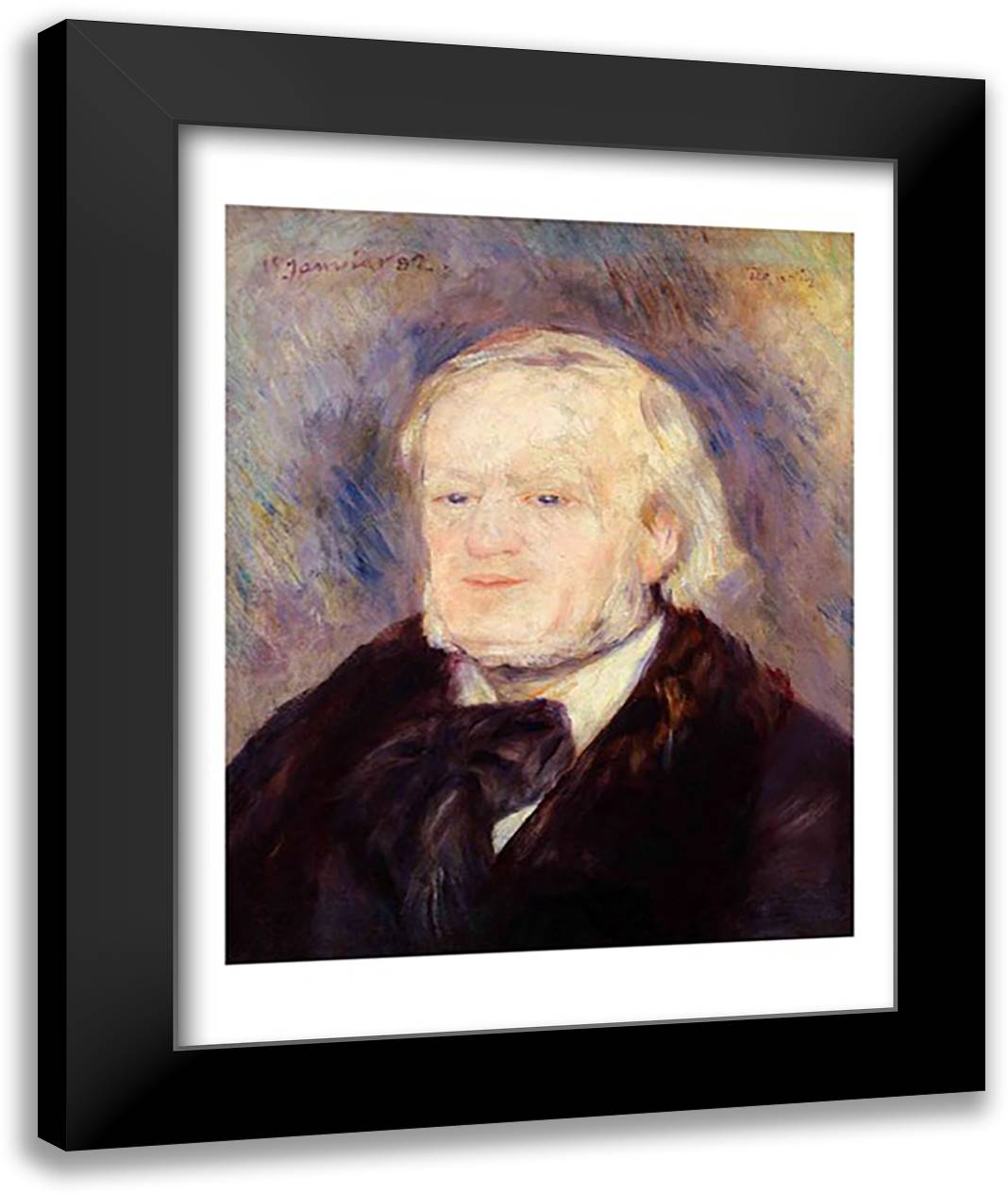 Portrait of Richard Wagner 22x28 Black Modern Wood Framed Art Print Poster by Renoir, Pierre-Auguste