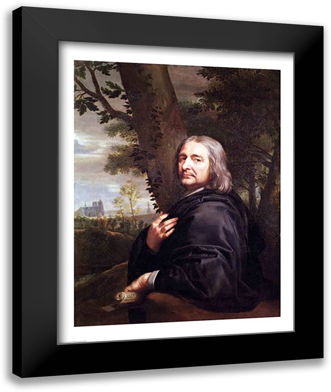 Portrait of Philippe de Champaigne, 1668 22x28 Black Modern Wood Framed Art Print Poster by Champaigne, Philippe De