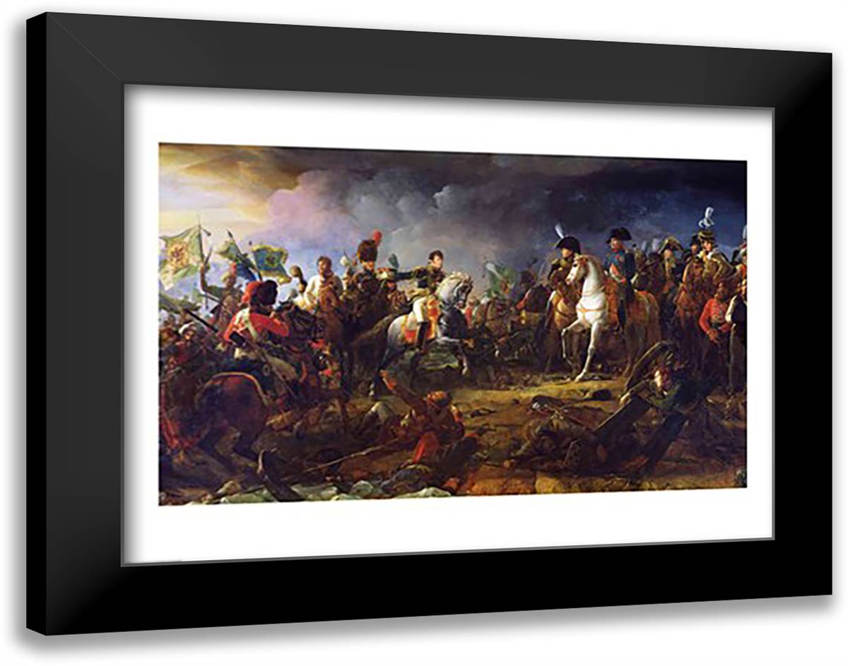 The Battle of Austerlitz 28x22 Black Modern Wood Framed Art Print Poster by Gerard, Francois