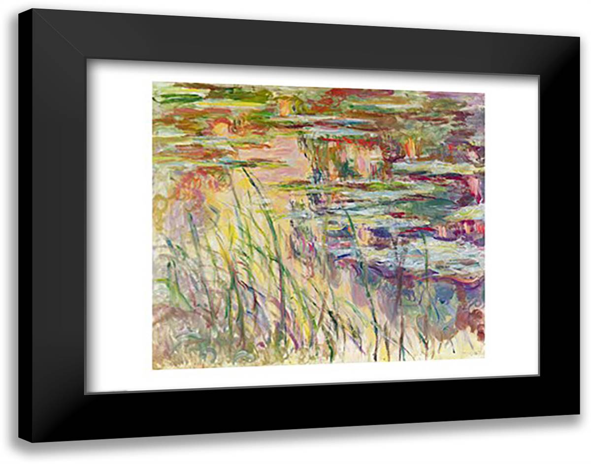 Reflections on the Water, 1917 28x22 Black Modern Wood Framed Art Print Poster by Monet, Claude
