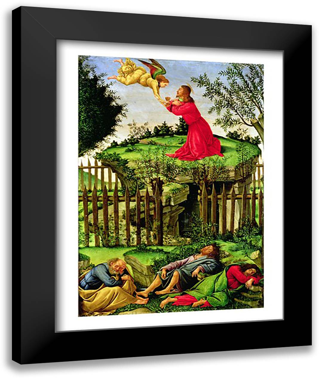 The Agony in the Garden, c.1500 22x28 Black Modern Wood Framed Art Print Poster by Botticelli, Sandro