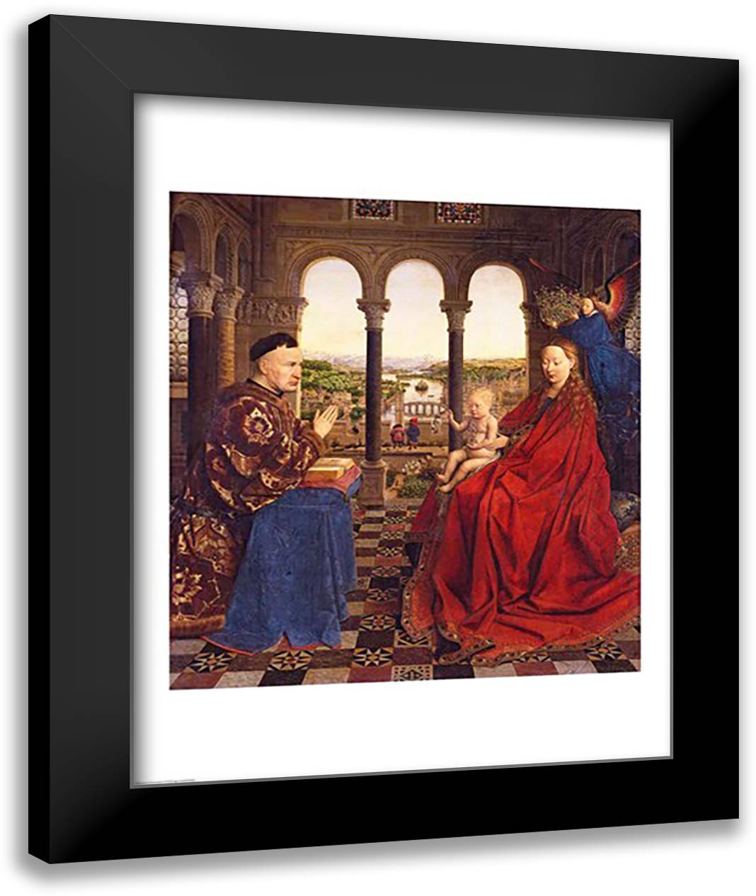 The Rolin Madonna 22x28 Black Modern Wood Framed Art Print Poster by Eyck, Jan Van