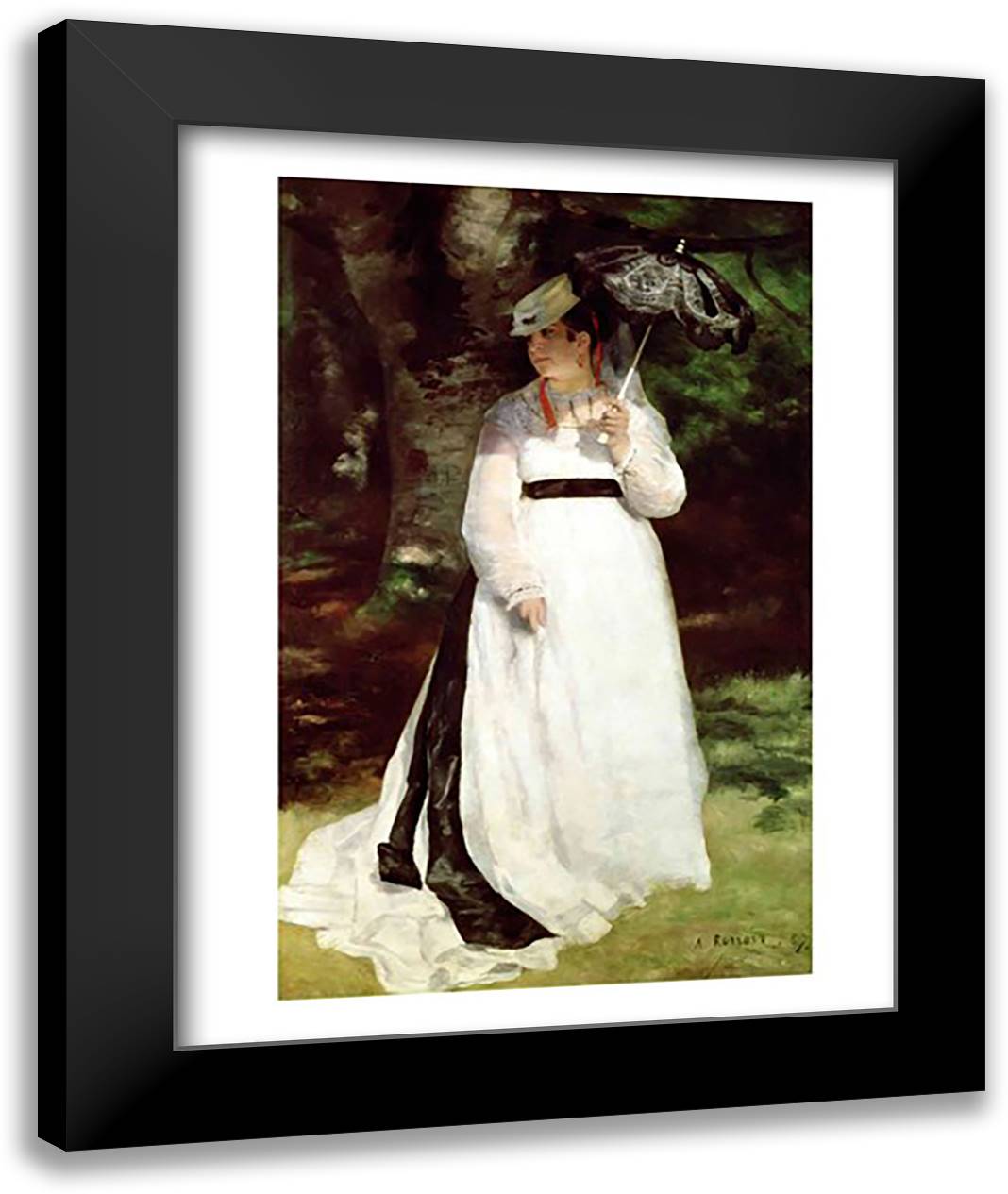 Portrait of Lise, 1867 22x28 Black Modern Wood Framed Art Print Poster by Renoir, Pierre-Auguste