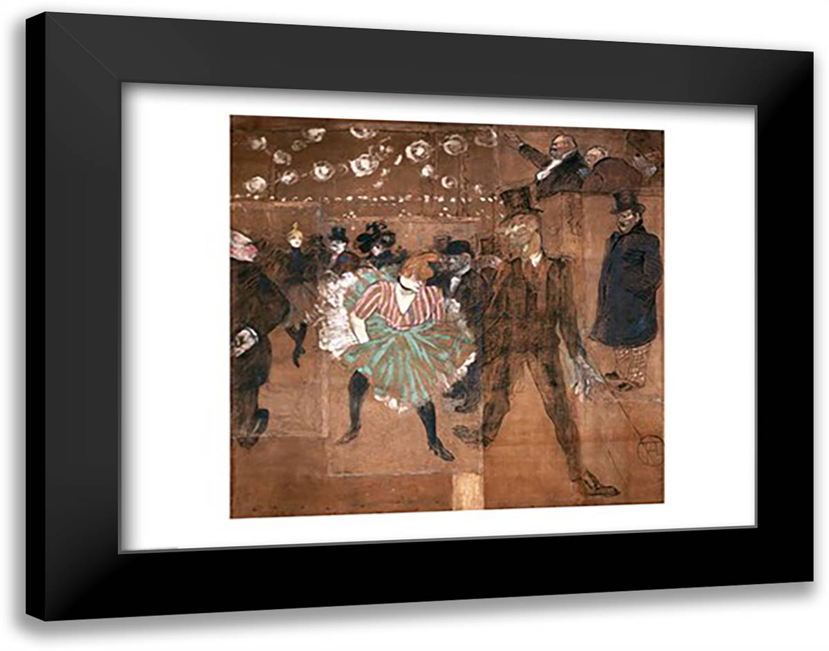 Dancing at the Moulin Rouge: La Goulue 28x22 Black Modern Wood Framed Art Print Poster by Toulouse-Lautrec, Henri de