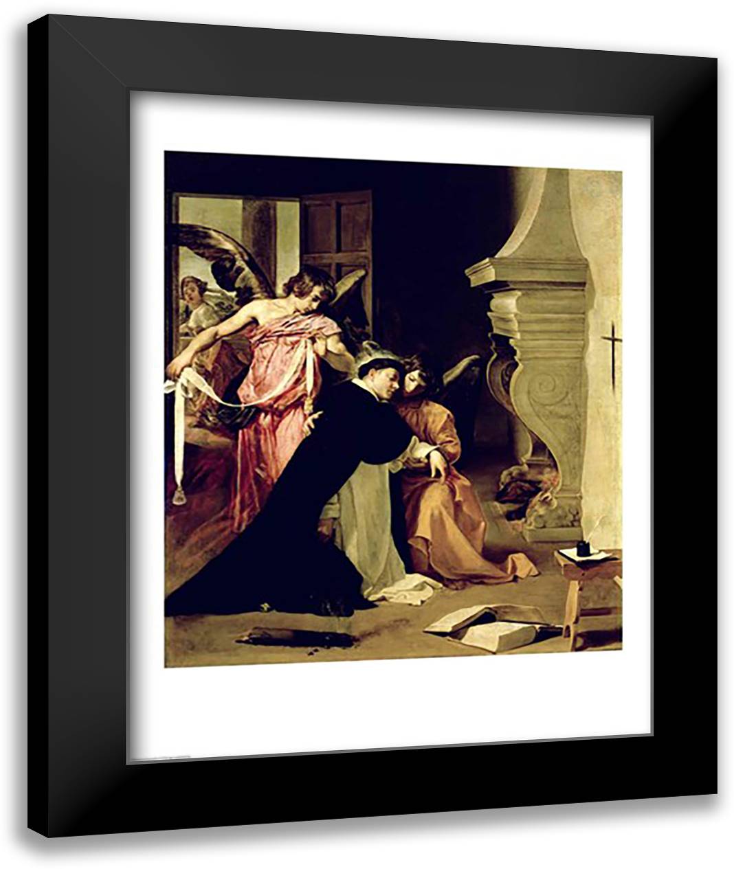 Temptation of St.Thomas Aquinas 22x28 Black Modern Wood Framed Art Print Poster by Velazquez, Diego