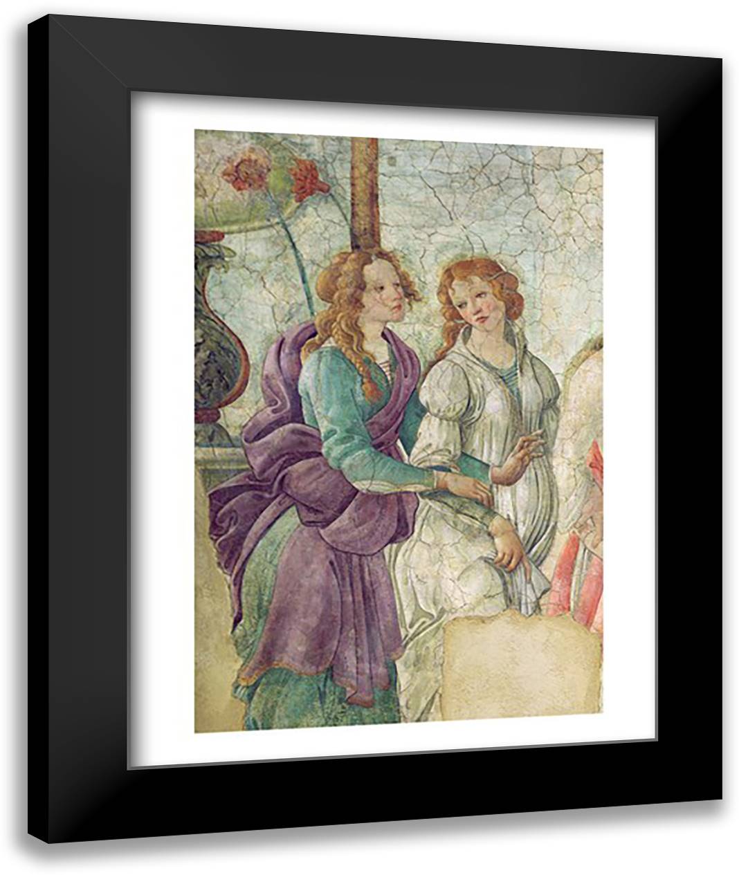 Detail of Venus and the Graces offering gifts to a young girl, 1486 22x28 Black Modern Wood Framed Art Print Poster by Botticelli, Sandro