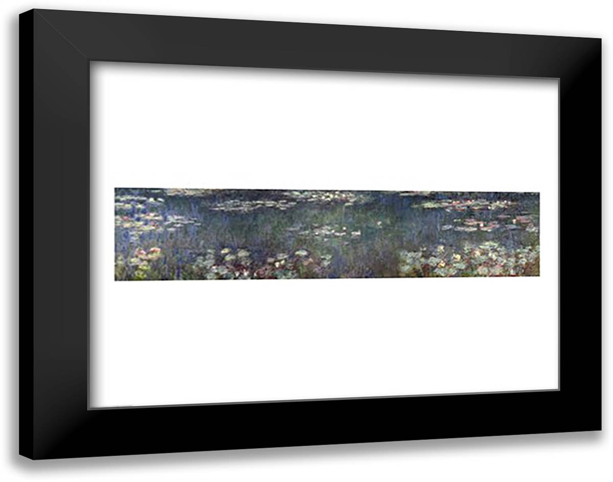 Waterlilies: Green Reflections, 1914-18 28x22 Black Modern Wood Framed Art Print Poster by Monet, Claude