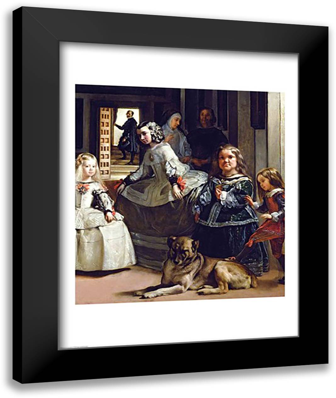 Las Meninas or The Family of Philip IV, c.1656, Detail 22x28 Black Modern Wood Framed Art Print Poster by Velazquez, Diego
