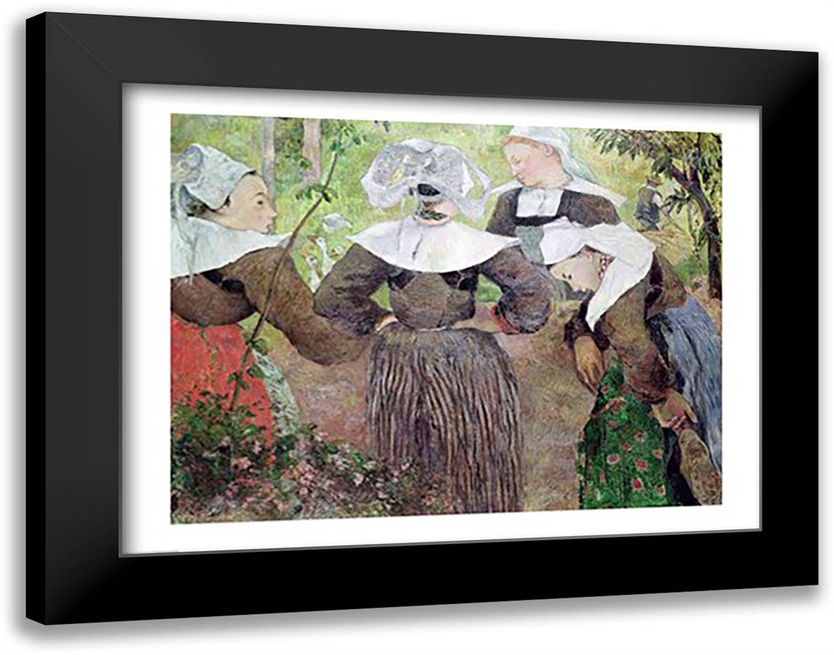 Four Breton Women, 1886 28x22 Black Modern Wood Framed Art Print Poster by Gauguin, Paul