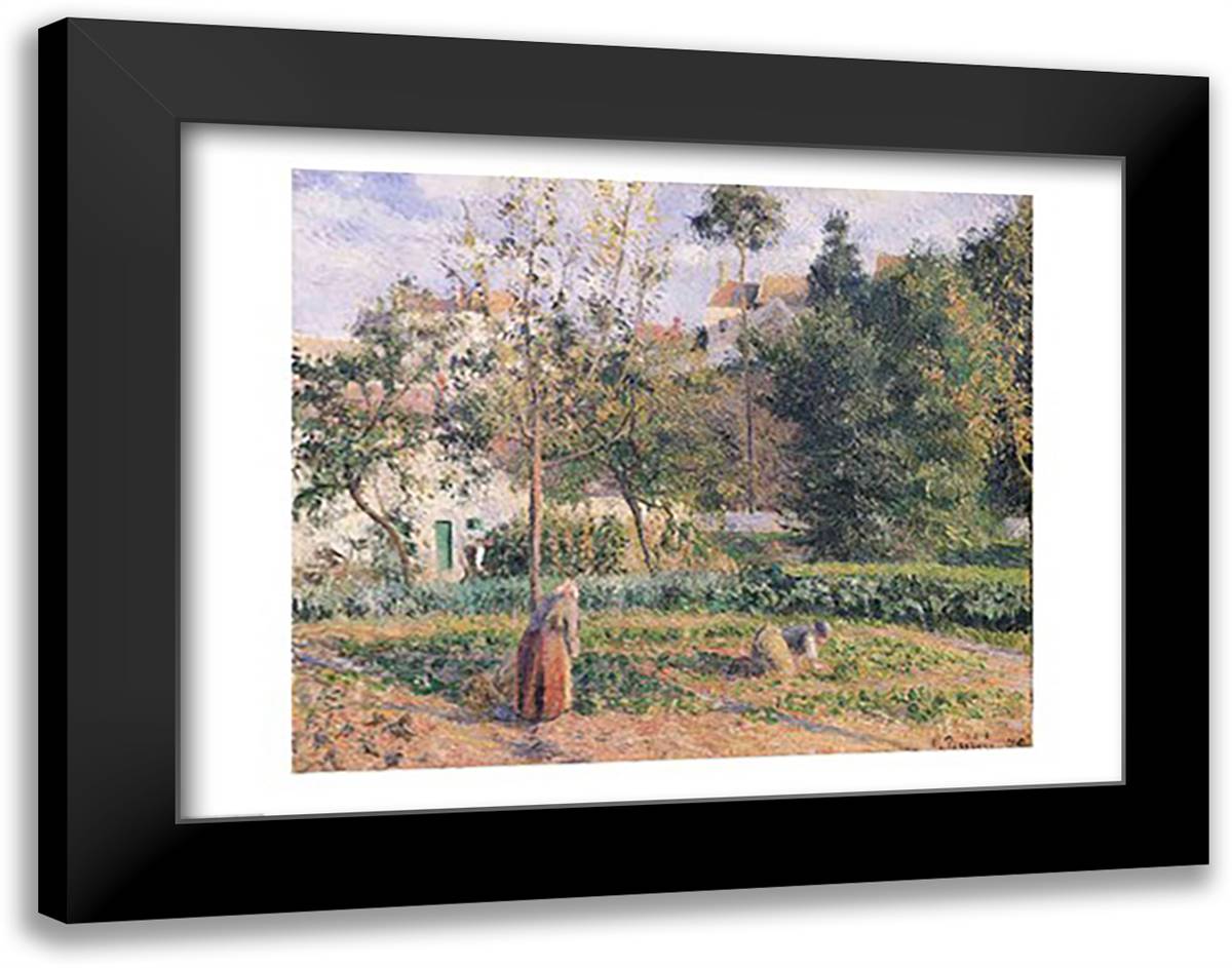 Vegetable Garden at the Hermitage, Pontoise, 1879 28x22 Black Modern Wood Framed Art Print Poster by Pissarro, Camille
