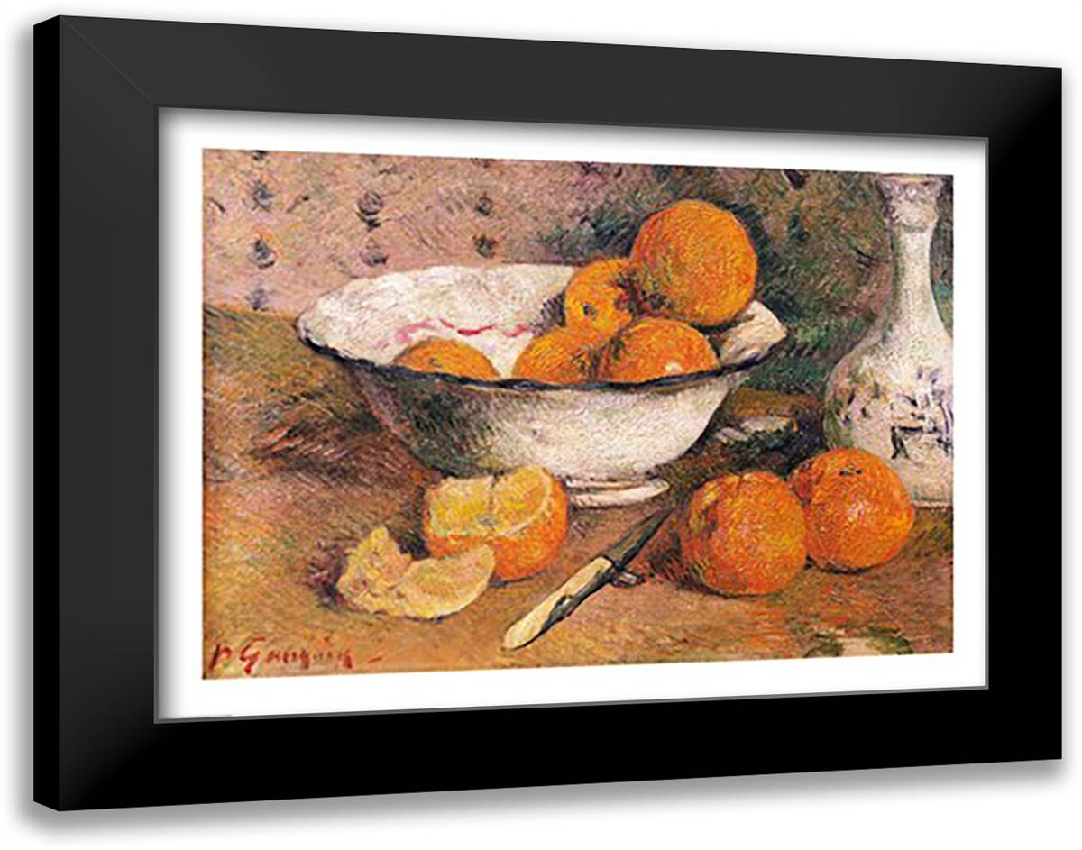 Still life with Oranges, 1881 28x22 Black Modern Wood Framed Art Print Poster by Gauguin, Paul