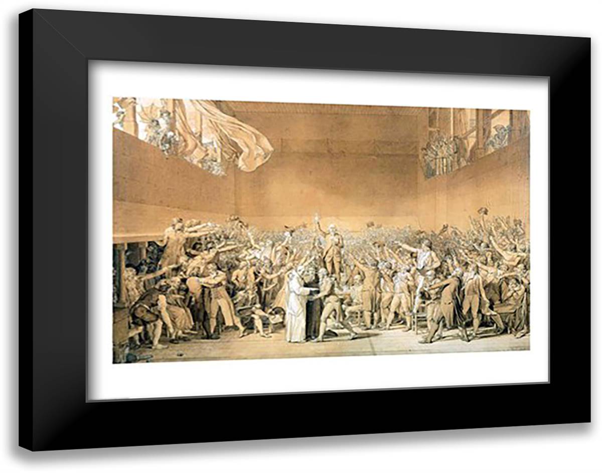 The Tennis Court Oath, 20th June 1789 28x22 Black Modern Wood Framed Art Print Poster by David, Jacques-Louis