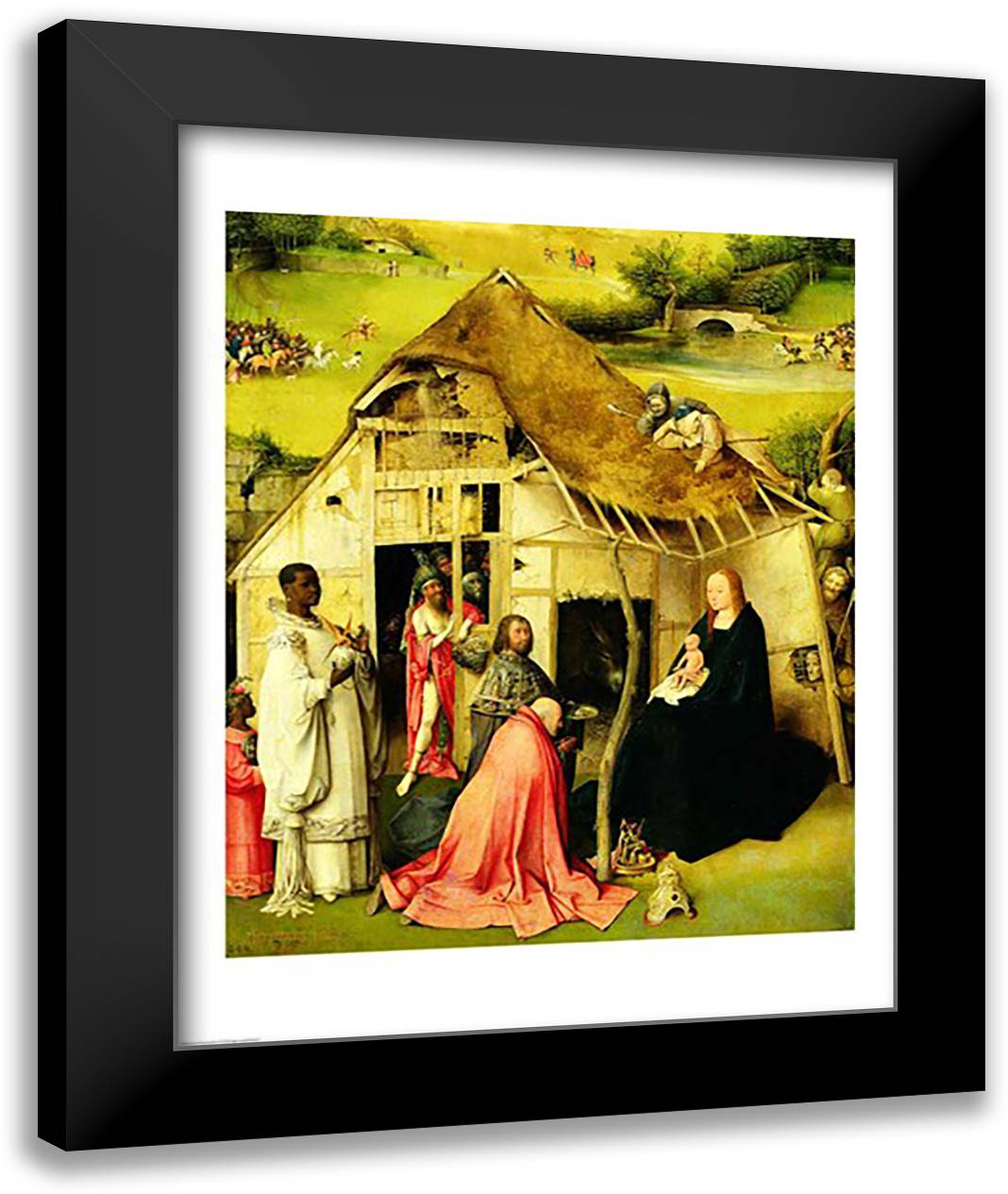 The Adoration of the Magi, Detail 1510 22x28 Black Modern Wood Framed Art Print Poster by Bosch, Hieronymus