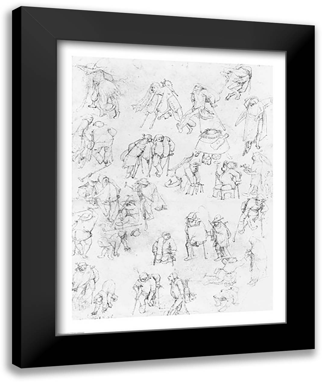 Beggars 22x28 Black Modern Wood Framed Art Print Poster by Bosch, Hieronymus