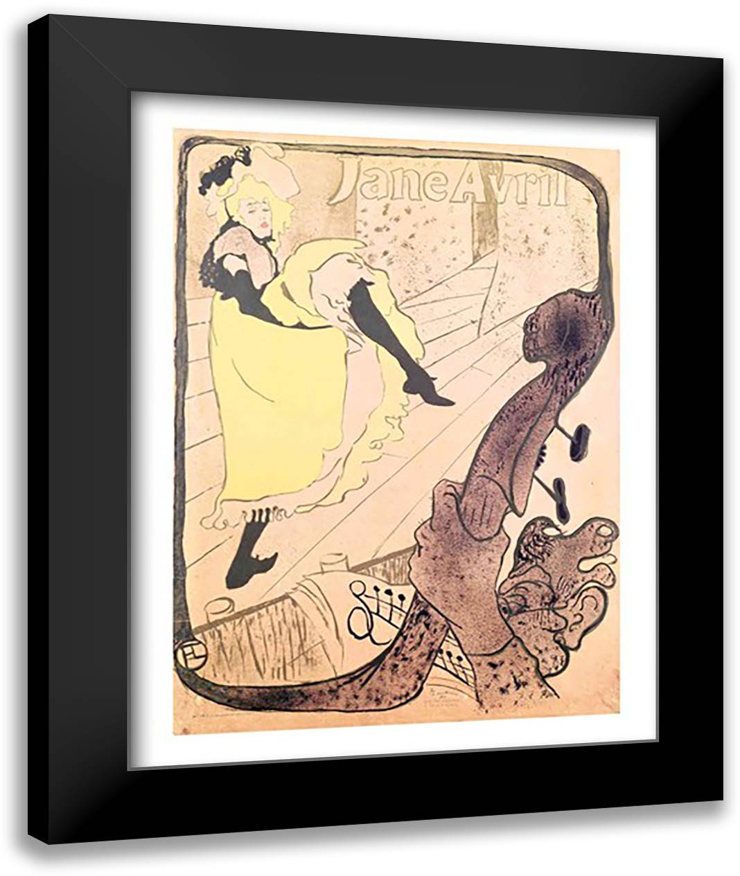 Poster advertising Jane Avril 22x28 Black Modern Wood Framed Art Print Poster by Toulouse-Lautrec, Henri de