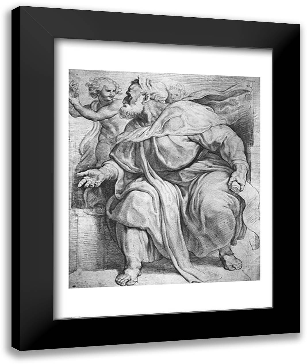 The Prophet Ezekiel, after Michangelo Buonarroti 22x28 Black Modern Wood Framed Art Print Poster by Rubens, Peter Paul
