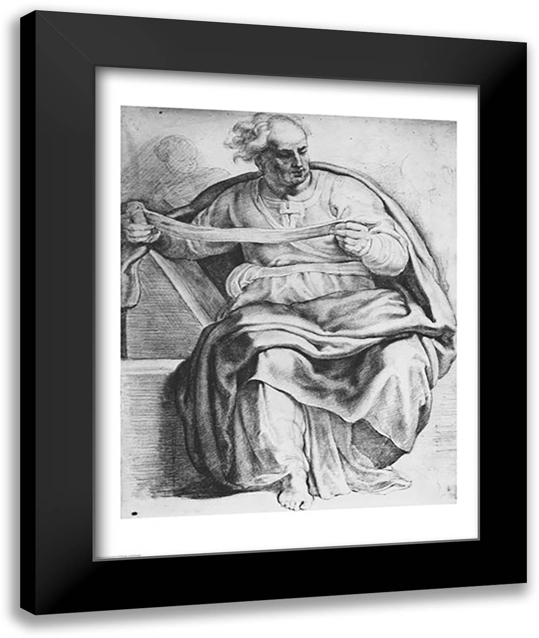 The Prophet Joel, after Michangelo Buonarroti 22x28 Black Modern Wood Framed Art Print Poster by Rubens, Peter Paul