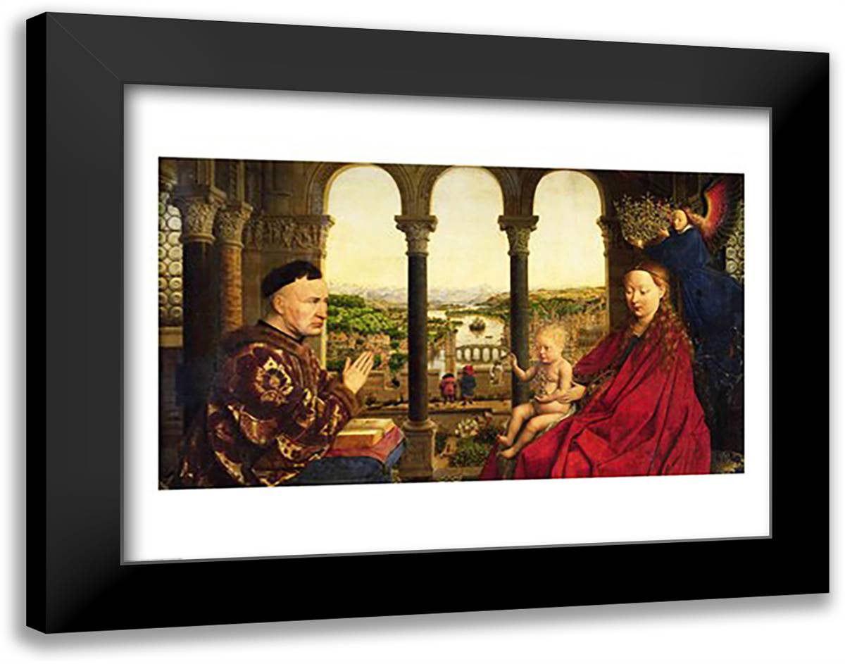 The Rolin Madonna 28x22 Black Modern Wood Framed Art Print Poster by Eyck, Jan Van