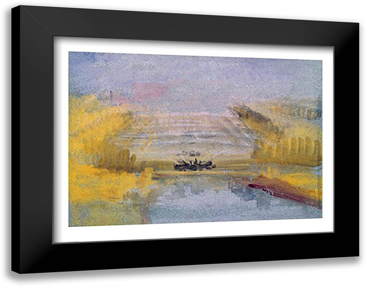 The Fountains at Versailles 28x22 Black Modern Wood Framed Art Print Poster by Turner, J.M.W.