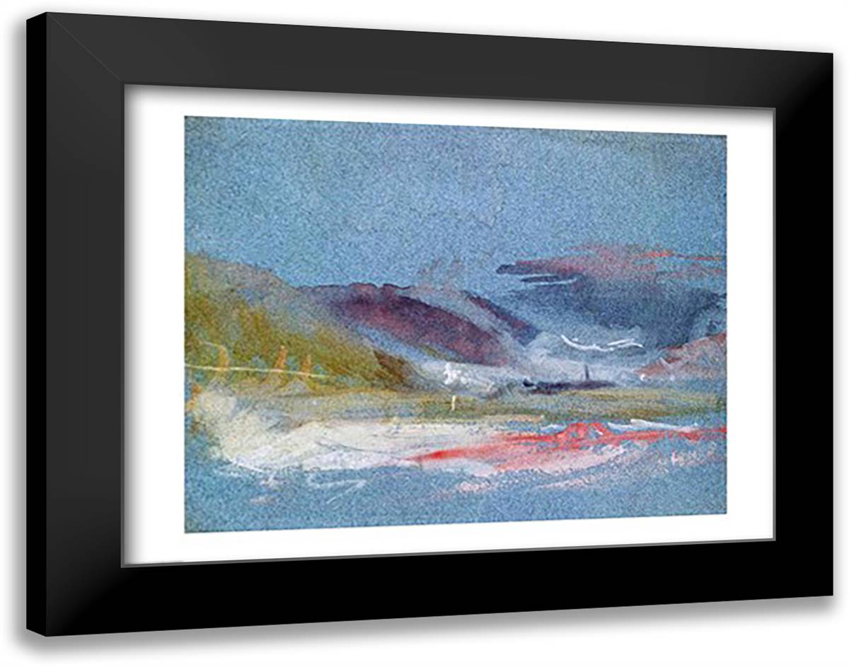 River bank, c.1830 28x22 Black Modern Wood Framed Art Print Poster by Turner, J.M.W.