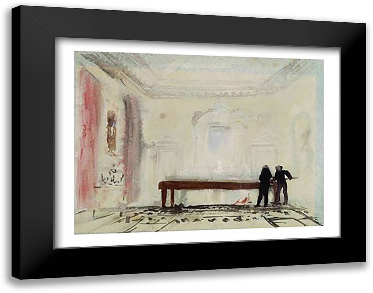 Billiard players at Petworth House, 1830 28x22 Black Modern Wood Framed Art Print Poster by Turner, J.M.W.