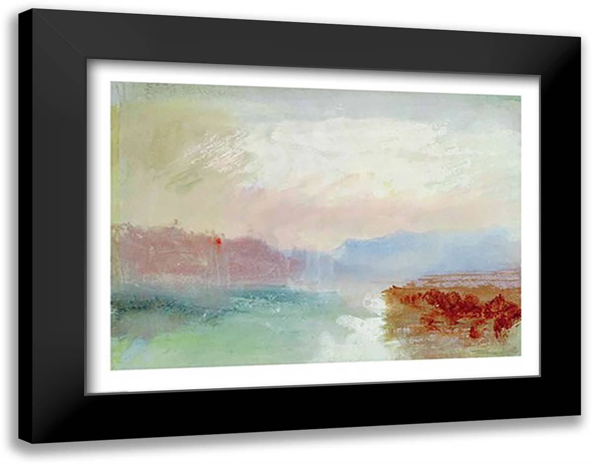 River scene, 1834 28x22 Black Modern Wood Framed Art Print Poster by Turner, J.M.W.