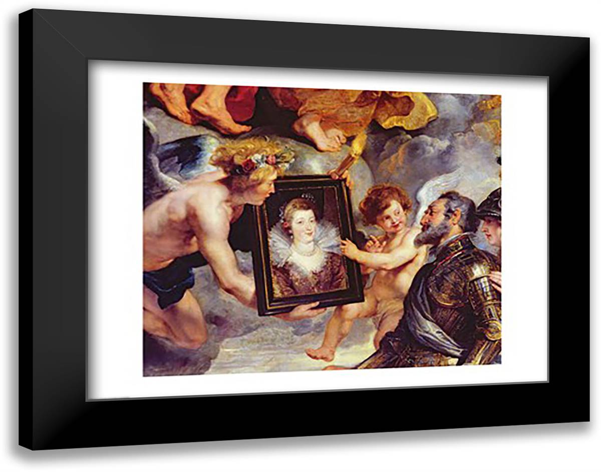 The Medici Cycle: Henri IV Receiving the Portrait of Marie de Medici 28x22 Black Modern Wood Framed Art Print Poster by Rubens, Peter Paul