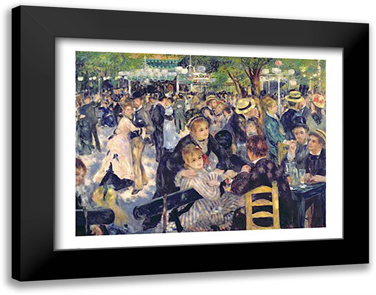 Ball at the Moulin de la Galette, 1876 28x22 Black Modern Wood Framed Art Print Poster by Renoir, Pierre-Auguste