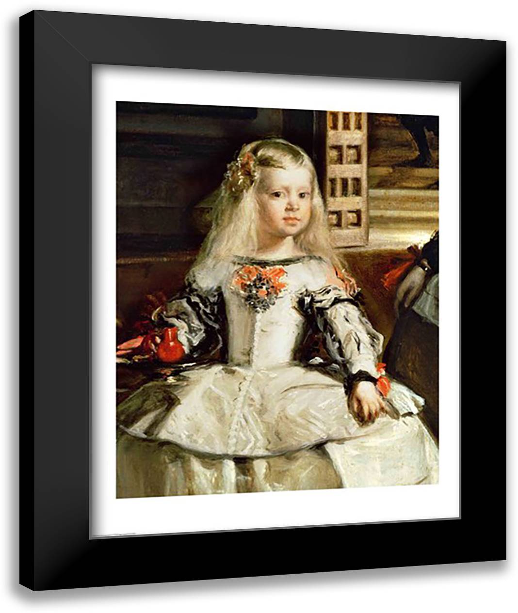 Las Meninas or The Family of Philip IV, c.1656, Detail 22x28 Black Modern Wood Framed Art Print Poster by Velazquez, Diego