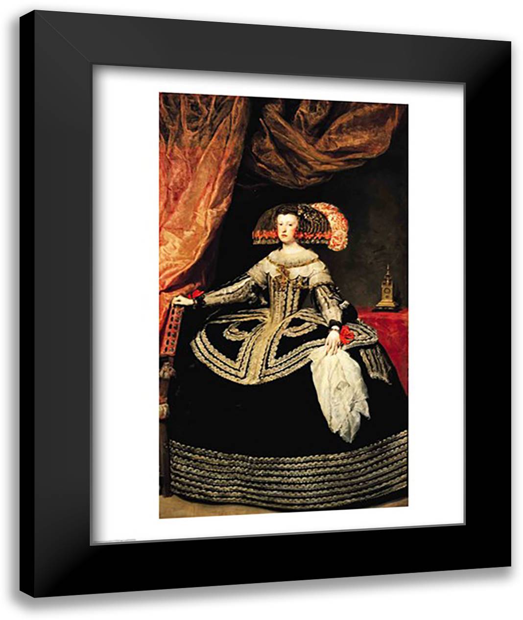 Queen Maria Anna of Austria, 1652 22x28 Black Modern Wood Framed Art Print Poster by Velazquez, Diego