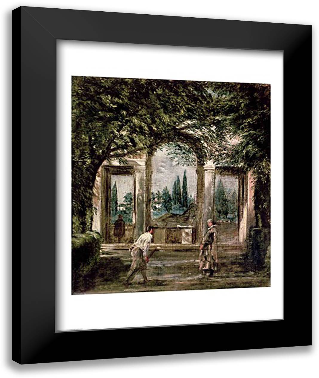 The Gardens of the Villa Medici in Rome 22x28 Black Modern Wood Framed Art Print Poster by Velazquez, Diego