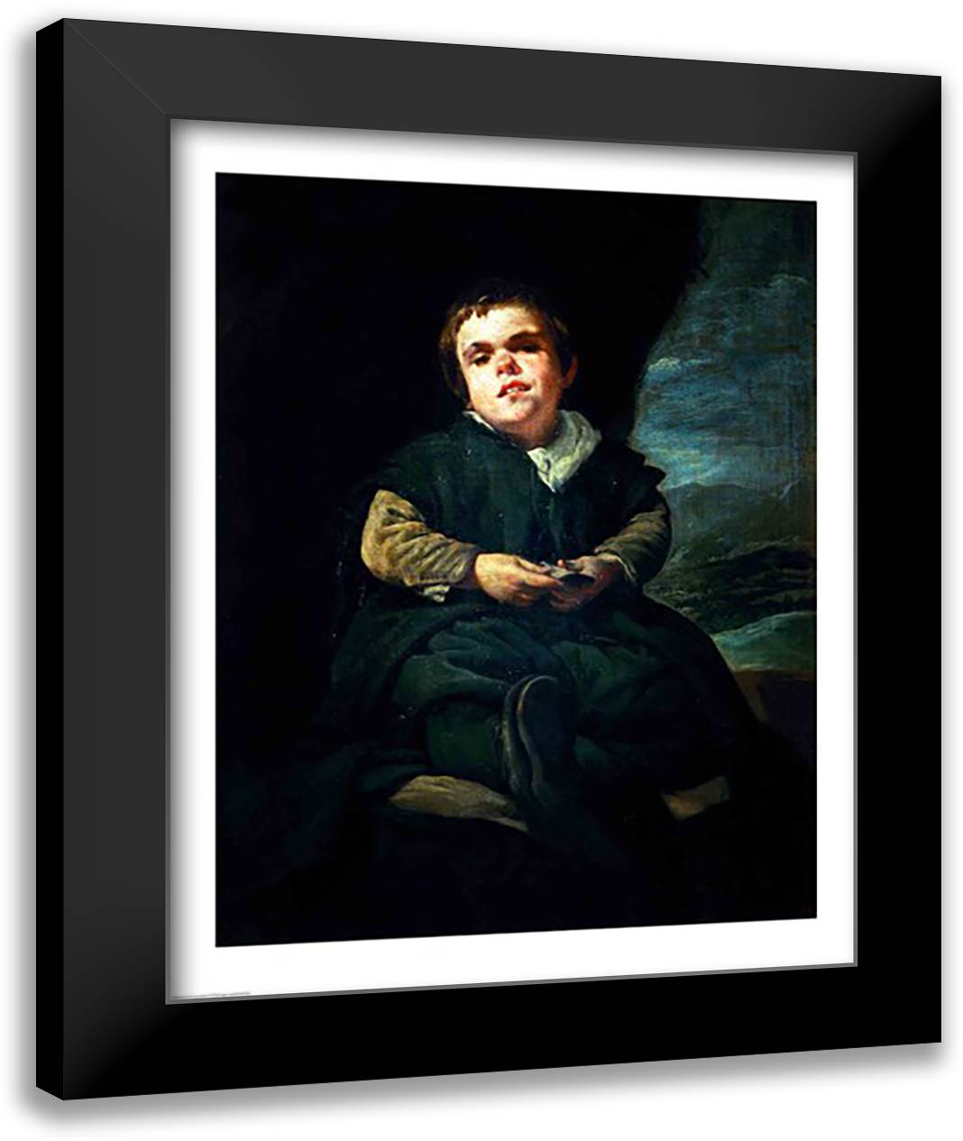 The Court Dwarf 22x28 Black Modern Wood Framed Art Print Poster by Velazquez, Diego