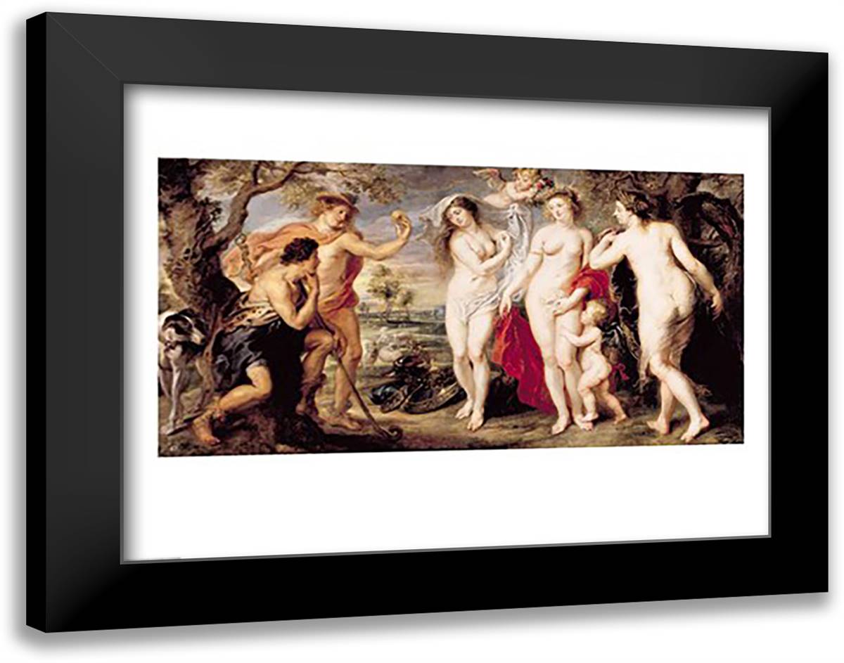 The Judgement of Paris, 1639 28x22 Black Modern Wood Framed Art Print Poster by Rubens, Peter Paul