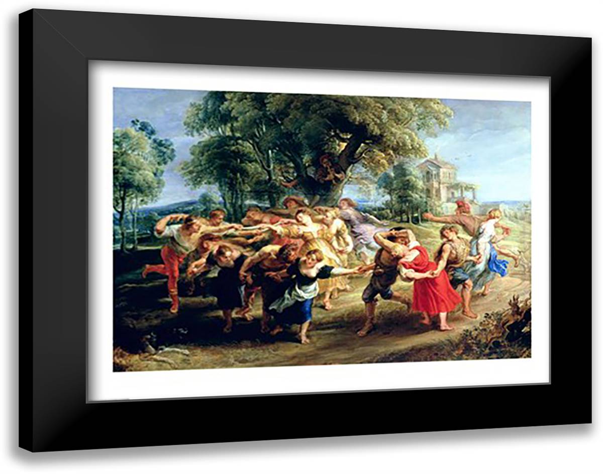 A Peasant Dance 28x22 Black Modern Wood Framed Art Print Poster by Rubens, Peter Paul
