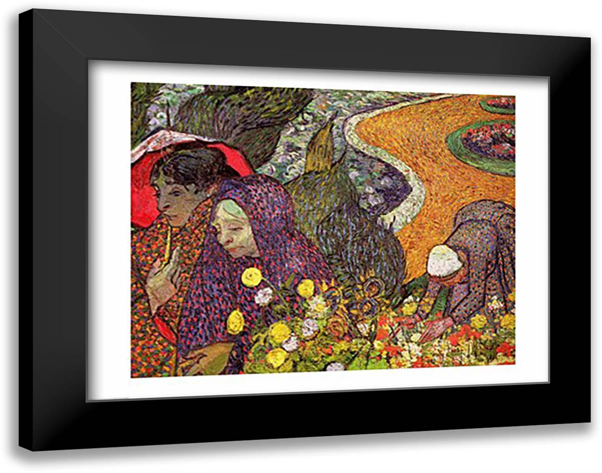 Ladies of Arles 28x22 Black Modern Wood Framed Art Print Poster by Van Gogh, Vincent
