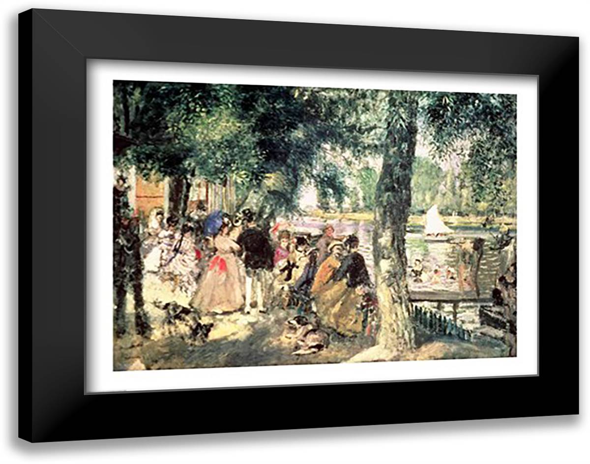 Bathing on the Seine 28x22 Black Modern Wood Framed Art Print Poster by Renoir, Pierre-Auguste