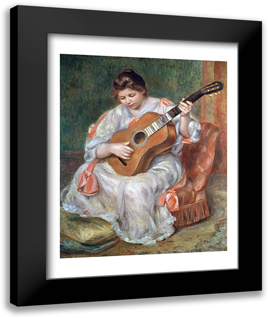 The Guitar Player, 1897 22x28 Black Modern Wood Framed Art Print Poster by Renoir, Pierre-Auguste