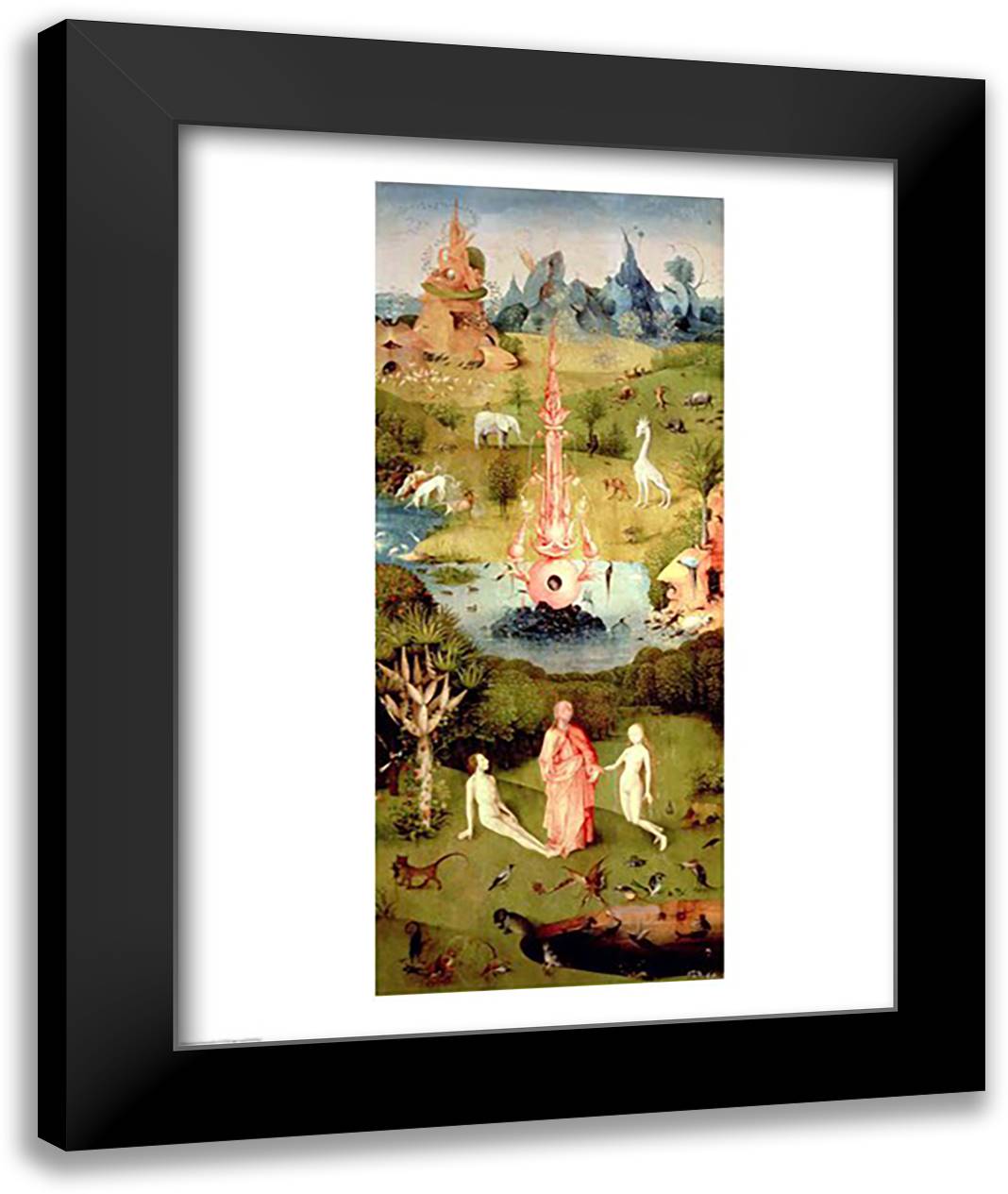 The Garden of Earthly Delights: The Garden of Eden 22x28 Black Modern Wood Framed Art Print Poster by Bosch, Hieronymus