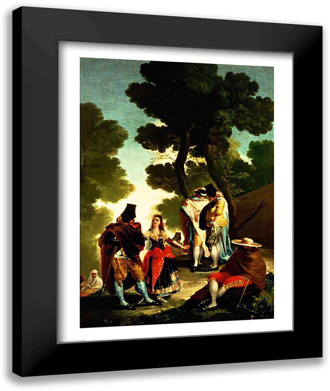 A Maja and Gallants, 1777 22x28 Black Modern Wood Framed Art Print Poster by Goya, Francisco De
