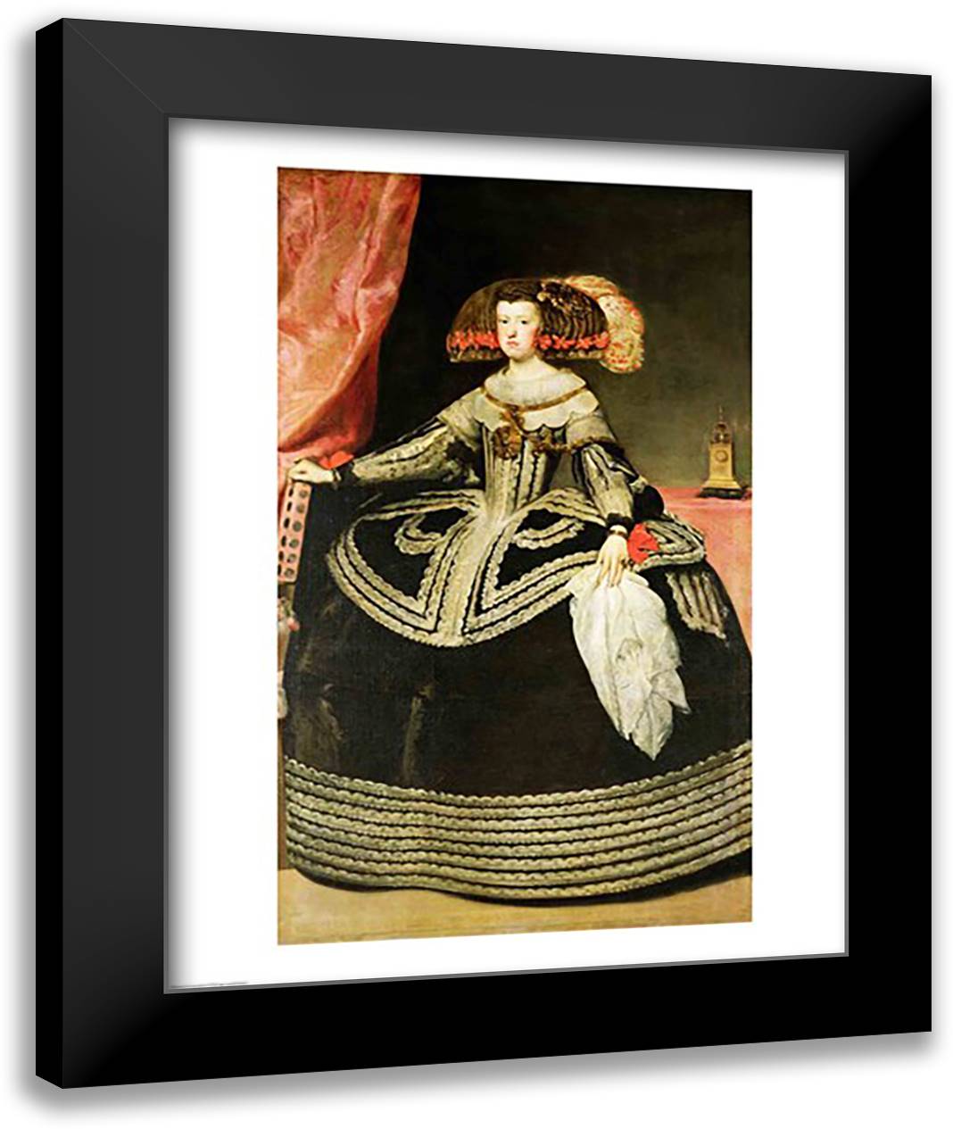 Queen Maria Anna of Austria 22x28 Black Modern Wood Framed Art Print Poster by Velazquez, Diego